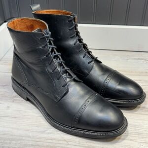Men Stafford Black Leather Gunner Boots Lace Up Ankle 014-1217 F20134 Size 11 M